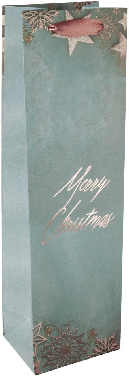 Sigel Geschenktasche für Flasche Weihnachten Weiß Karton, Kunststoff 10 x 35 x 8 cm 5 Stück