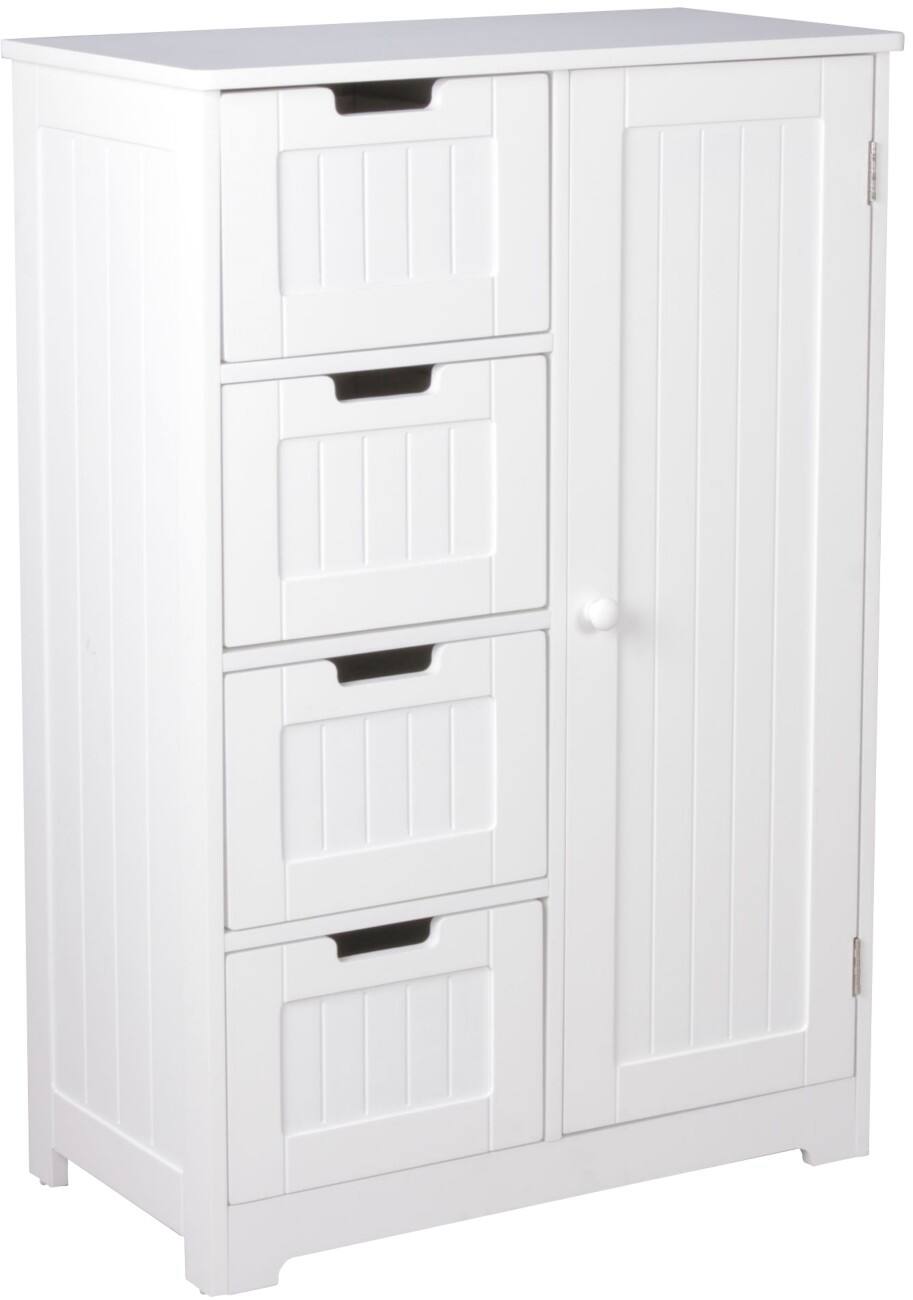 WOHNLING Sideboard Spanplatte 1 Türe 4 Schubladen