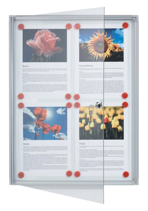 FRANKEN Valueline 4 x A4 Abschließbarer Schaukasten Wandmontage Silber Nicht klebend 51 (B) x 3 (T) x 68 (H) cm