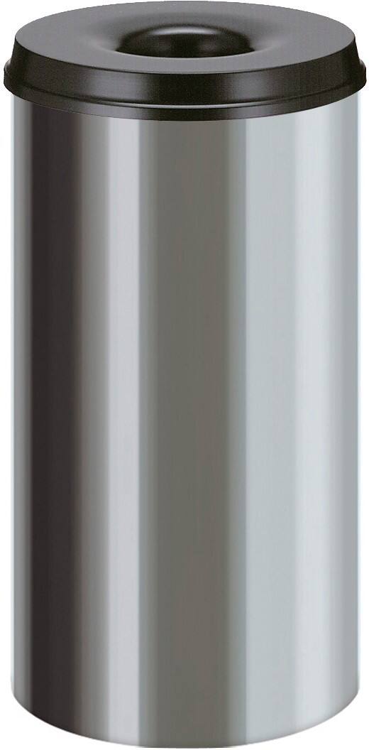 V-PART Feuerfester Papierkorb 50 L Schwarz, Silber Edelstahl