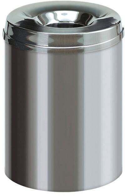 V-PART Feuerfester Papierkorb 15 L Silber Metall