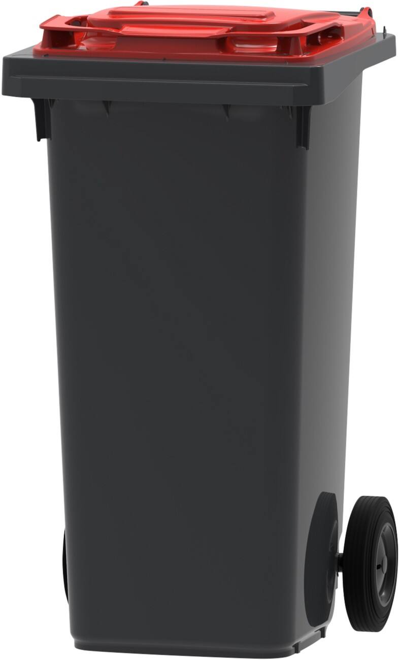 Mülltonne 120 L Grau, Rot Kunststoff