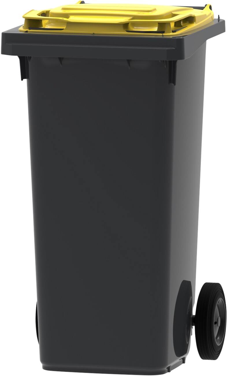 Mülltonne 120 L Grau, Gelb Kunststoff