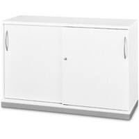 Schaffenburg Schiebetürenschrank Stahl 2 Fachboden 1.200 x 442 x 781 mm Weiß