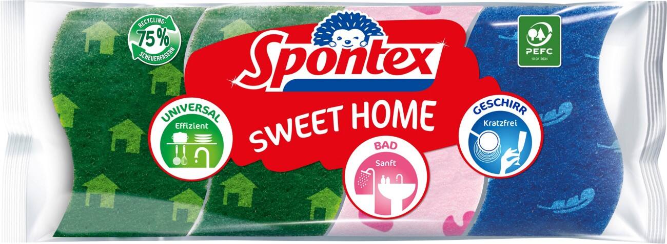Spontex Sweet Home Schwamm 30 x 1,6 x 11 cm Gemischt 4 Stück