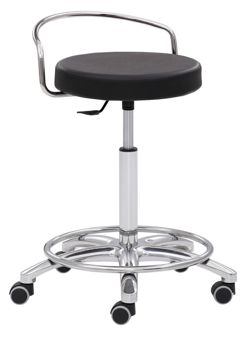 mayer sitzmöbel Zeichnenhocker mit verchromter Rückenlehne Höhenverstellbar Schwarz 1253 640 x 550 x 550 mm