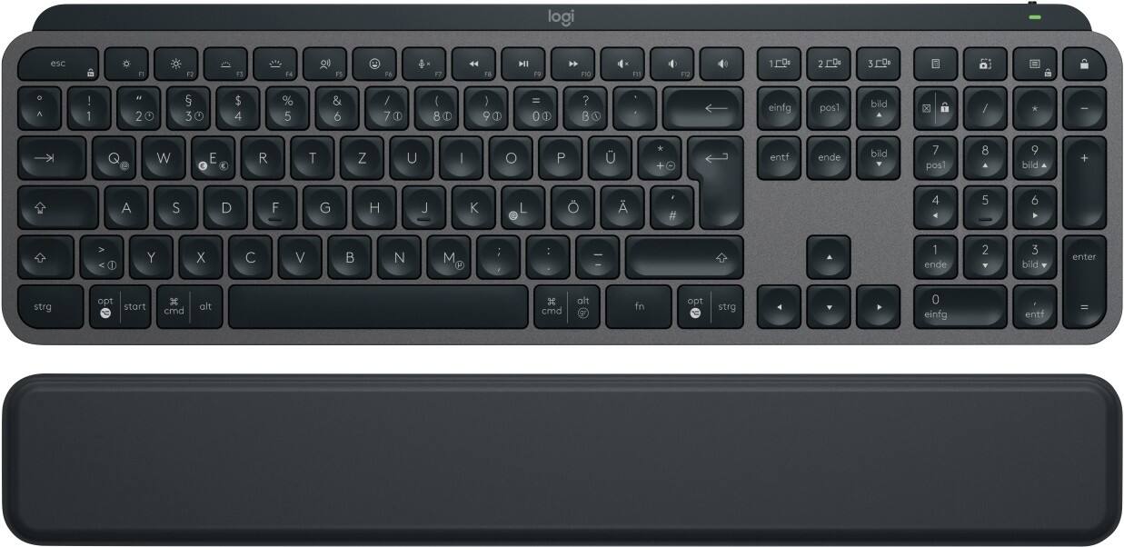 Logitech MX Keys S Kabellose Tastatur mit Handgelenkstütze QWERTZ Graphit