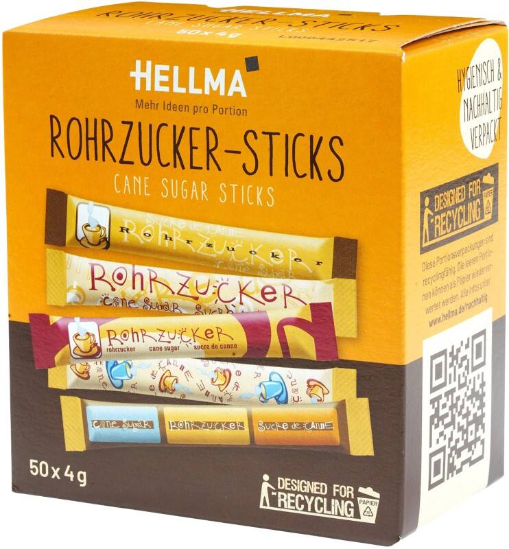 Hellma Cane Zuckersticks Süß 50 Stück  à 4 g 