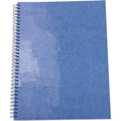 Elco Notizblock DIN A4 Quadrille Spirale Seitlich gebunden Pappkarton Softcover Blau Perforiert 80 Blatt 2 Stück