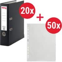 Viking Premium Breit Ordner A4 75 mm Schwarz, Transparent 2 Ringe 6703-SZ Kunststoff Matt Hochformat 20 Stück