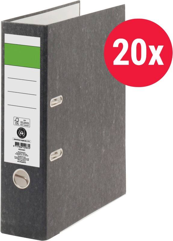 Viking Economy Breit Ordner A4 80 mm Schwarz 2 Ringe Pappkarton Wolkenmarmor Hochformat  20 Stück