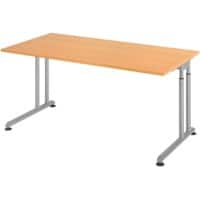 Hammerbacher Höhenverstellbarer Sitz-Stehschreibtisch Metall, Holz C-Fuß 1600 x 800 x 820 mm