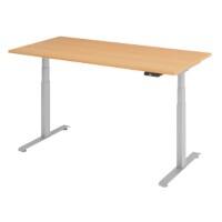 Elektrisch Höhenverstellbar Sitz-Stehschreibtisch Holz, Metall Silber T-Fuß 1.600 x 800 x 1.295 mm