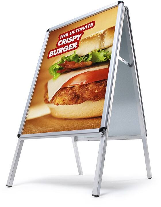 SHOWDOWN A-Board 32mm Foldable Kundenstopper 2 Flächen A1 Aluminium Silber Wetterbeständig UV-beständig