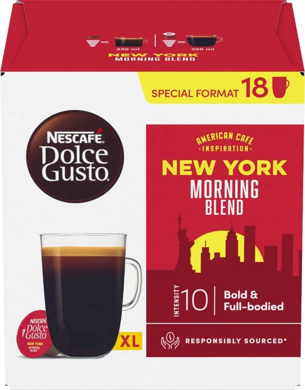 NESCAFÉ Dolce Gusto New York Morning Kaffeekapseln Americano Kräftig und vollmundig 18 Stück à 8.3 g