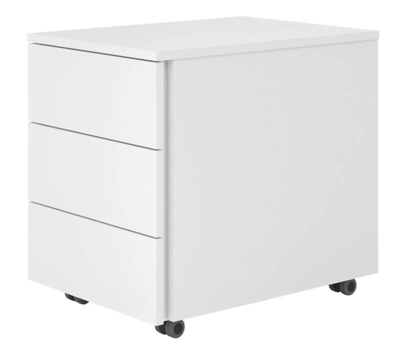 Rollcontainer Weiß 3 Schubladen 395 x 548 x 510 mm