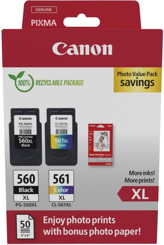 Canon CL-561XL Tintenpatrone 3712C008 Schwarz, Cyan, Magenta, Gelb 2 Stück