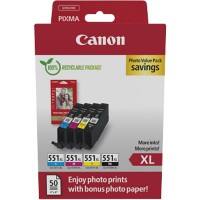 Canon CLI-551XL Tintenpatrone 6443B008 Schwarz, Cyan, Magenta, Gelb Multipack 4 Stück