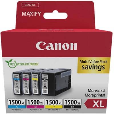 Canon PGI-1500XL Tintenpatrone 9182B010 Schwarz, Cyan, Magenta, Gelb Multipack 4 Stück