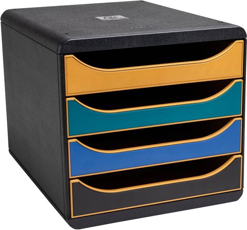 Exacompta Neo Deco Schubladenboxen PS (Polystyrol) Färbig sortiert 4 Schübe 27,8 x 34,7 x 26,7 cm A4 maxi