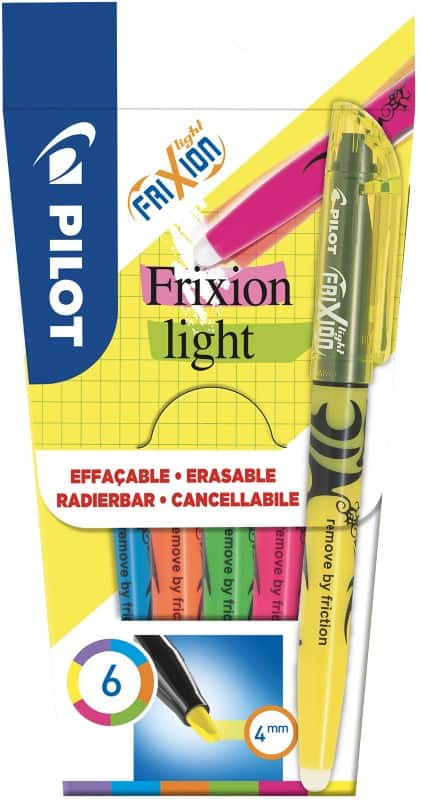 Pilot FriXion Light Textmarker Farbig sortiert 93% Recycelt Mittel Keilspitze  - 3,3 mm 6 Stück