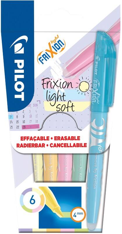 Pilot FriXion Light Textmarker Farbig sortiert 50% Recycelt Mittel Keilspitze  - 3,3 mm 6 Stück