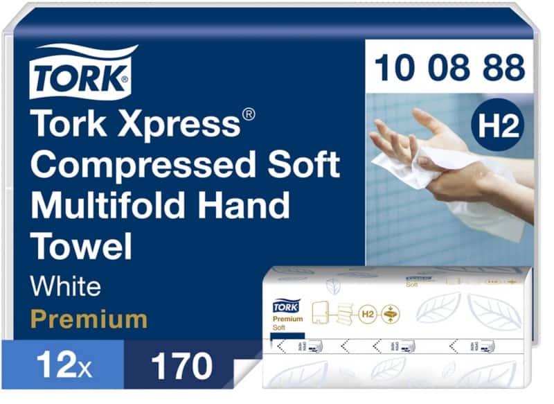 Tork Xpress Compressed Premium  Papierhandtücher H2 M-falz Weiß 2-lagig 100888 12 Stück à 170 Blatt