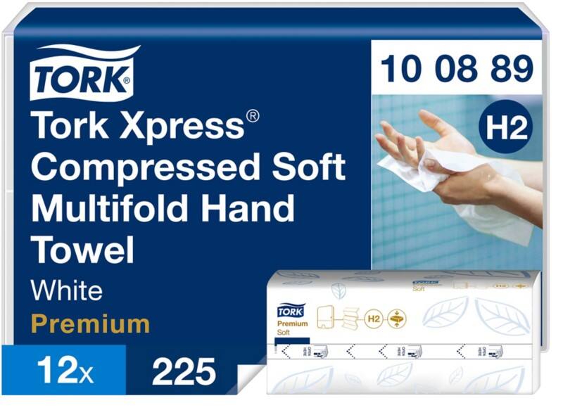 Tork Xpress Compressed Premium  Papierhandtücher H2 Z-falz Weiß 2-lagig 100889 12 Stück à 225 Blatt