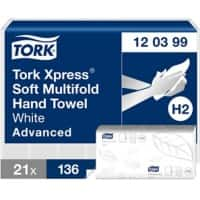 Tork Xpress - Advanced Falthandtücher H2 M-falz Weiß 2-lagig 120399 21 Stück à 136 Blatt