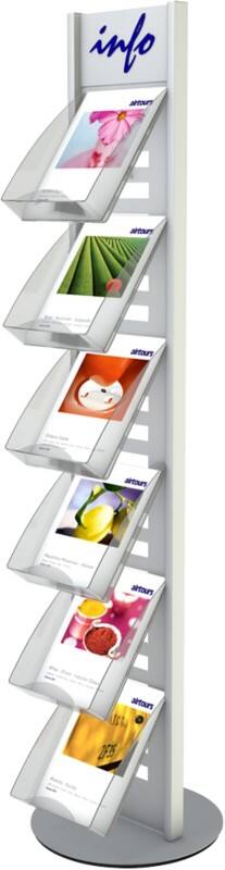 Kerkmann A4 Prospektständer Silber 41634614 540 (B) x 540 (T) x 1.710 (H) mm