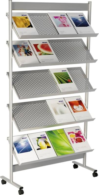 Kerkmann A4 Prospektständer Silber 42348714 930 (B) x 350 (T) x 1.700 (H) mm