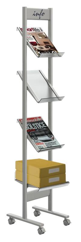 Kerkmann A4 Prospektständer Silber 42635314 310 (B) x 350 (T) x 1.600 (H) mm