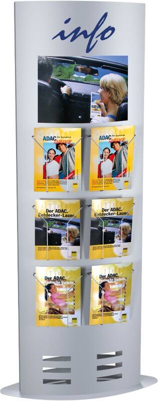 Kerkmann Prospektständer Silber 44693614 770 (B) x 330 (T) x 1.850 (H) mm