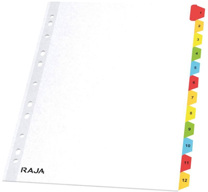 RAJA Mylar 1 bis 12 Zahlenregister A4 Weiß 12-teilig