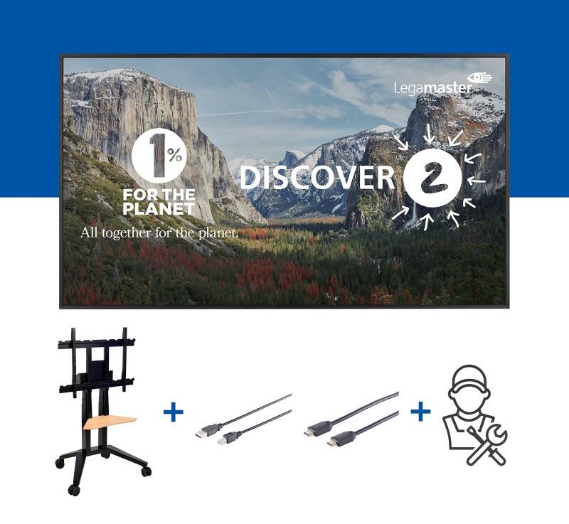 Legamaster Anzeigeildschirm DISCOVER 2 75" Elektronisch höhenverstellbar Professionelles Paket