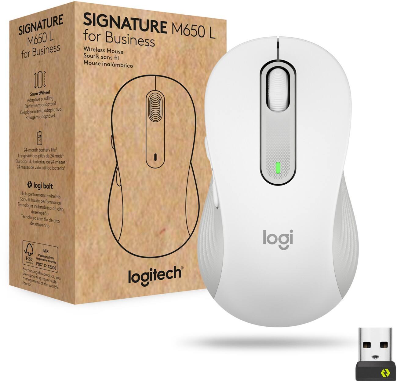 Logitech M650 Kabellose Maus Weiß
