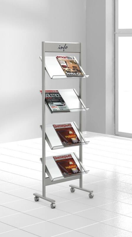 Kerkmann A4 Prospektständer Silber, Transparent 42635414 510 (B) x 350 (T) x 1.600 (H) mm