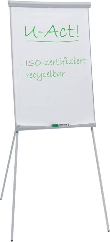 FRANKEN U-Act!Line Magnetisches Flipchart FC93 Höhenverstellbar 70 x 100 cm Mit Dreibeinstativ und Stiftablage Hellgrau