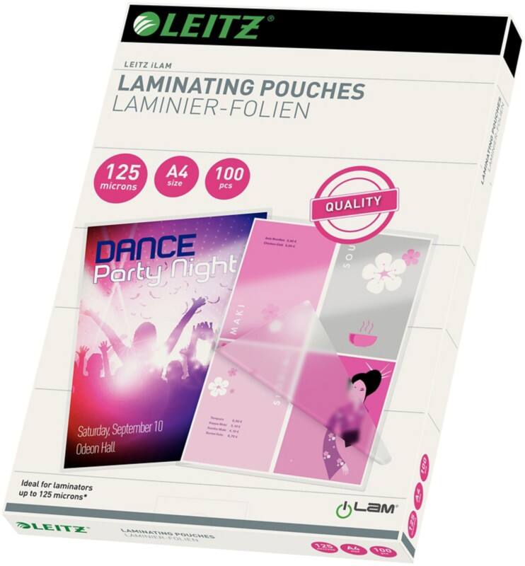 Leitz iLAM Quality Laminierfolien 33808 DIN A4 Glänzend 125 Mikron (2 x 125) Transparent 100 Stück