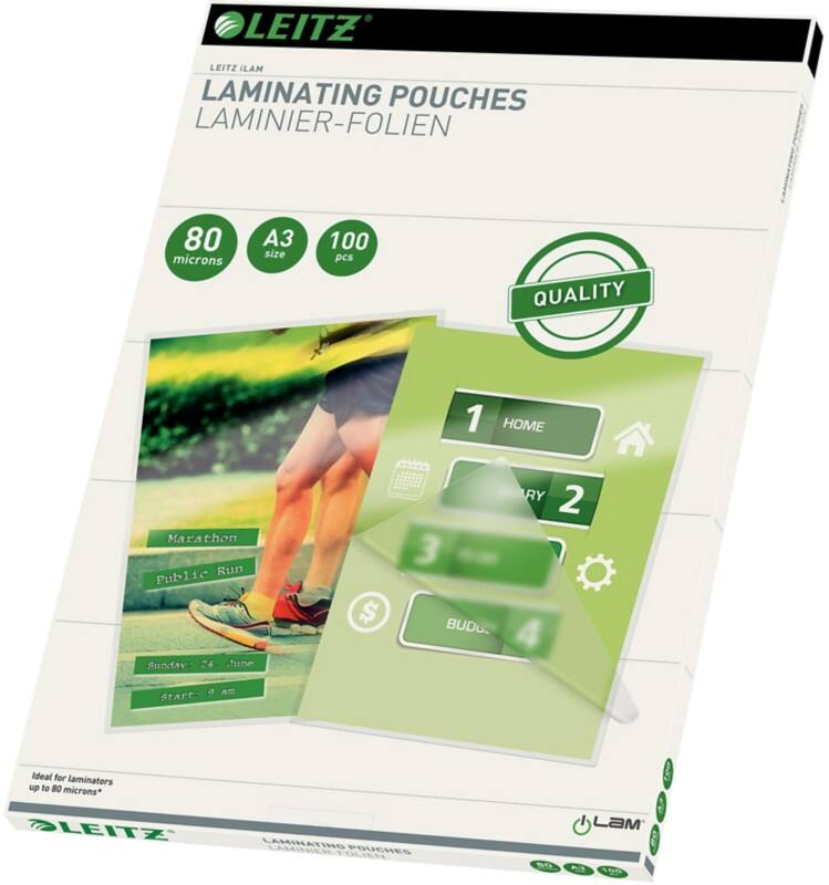 Leitz iLAM Quality Laminierfolien 33819 DIN A3 Glänzend 80 Mikron (2 x 80) Transparent 100 Stück