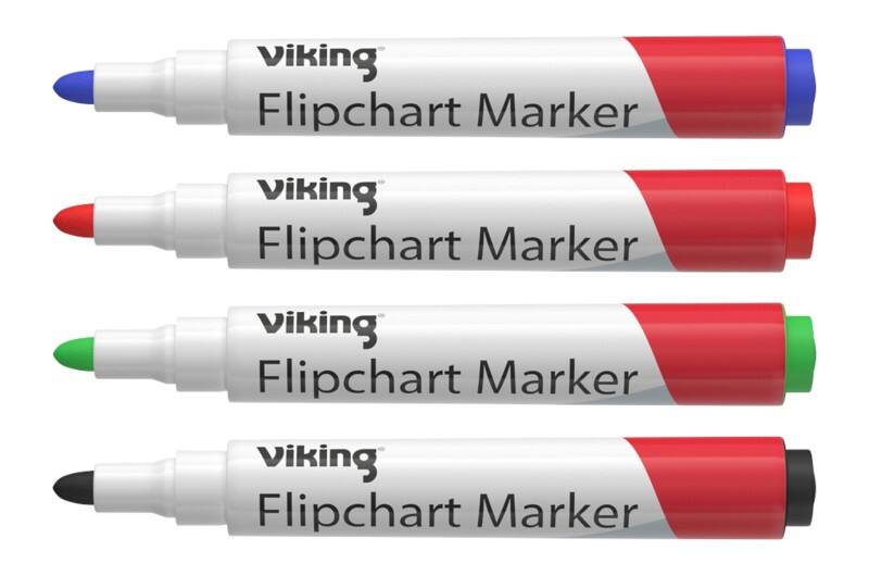 Viking Flipchart-Marker  Rundspitze 1 - 3 mm Farbig sortiert 4 Stück 