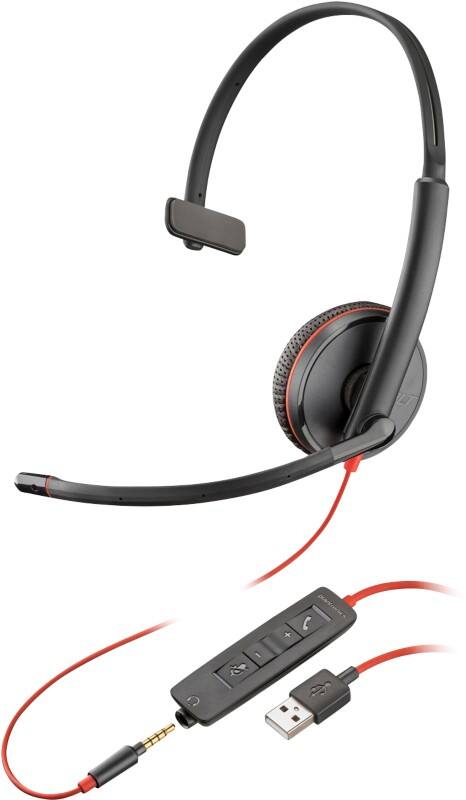 poly Blackwire Headset Kopfbügel mit Mikrofon Mono 3215 Schwarz