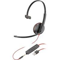 poly Blackwire Headset Kopfbügel mit Mikrofon Mono 3215 Schwarz