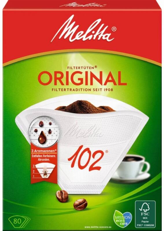 Melitta ORIGINAL 102 Kaffeefilter Weiß 124 mm 80 Stück