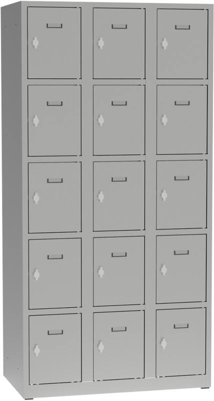 Metall Schließfach 15 Türen Schlüsselschloss 900 x 500 x 1.800 mm Grau