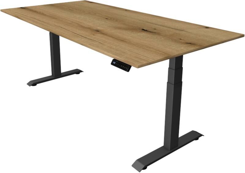 Kerkmann Elektronisch Höhenverstellbar Sitz-Stehschreibtisch Eiche T-Fuß 2.000 (B) x 1.000 (T) x 1.290 (H) mm Metall, Holz