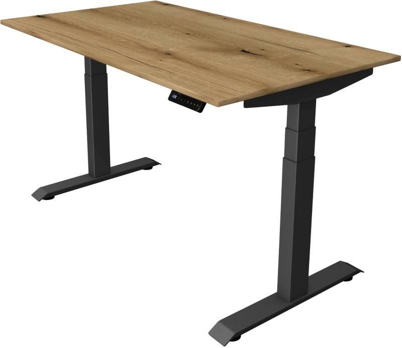 Kerkmann Elektronisch Höhenverstellbar Sitz-Stehschreibtisch Eiche T-Fuß 1.400 (B) x 800 (T) x 1.290 (H) mm Metall, Holz
