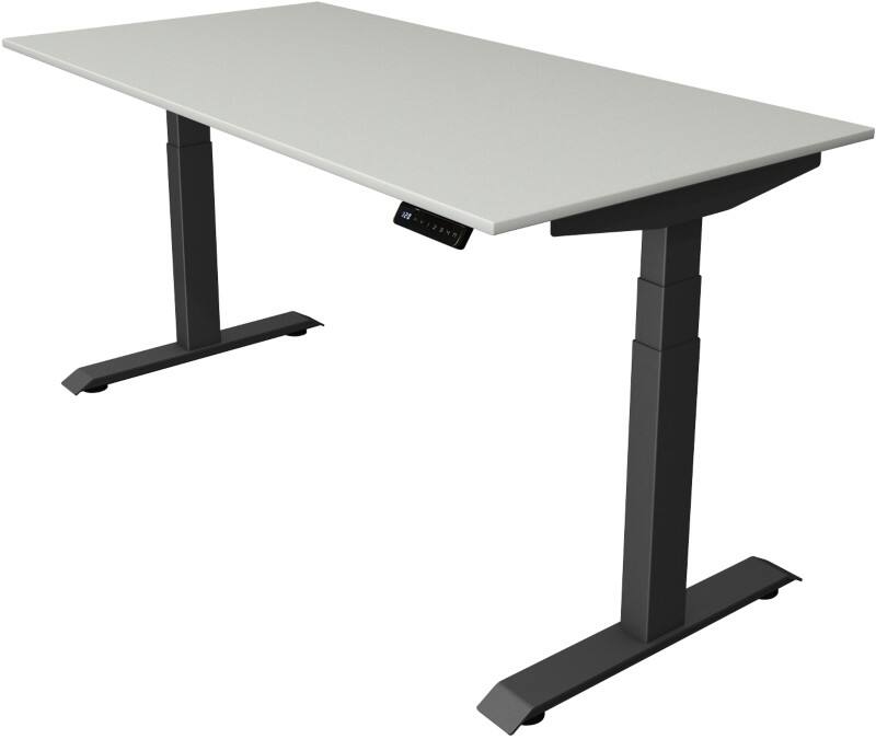 Kerkmann Elektronisch Höhenverstellbar Sitz-Stehschreibtisch Hellgrau T-Fuß 1.600 (B) x 800 (T) x 1.290 (H) mm Metall, Holz