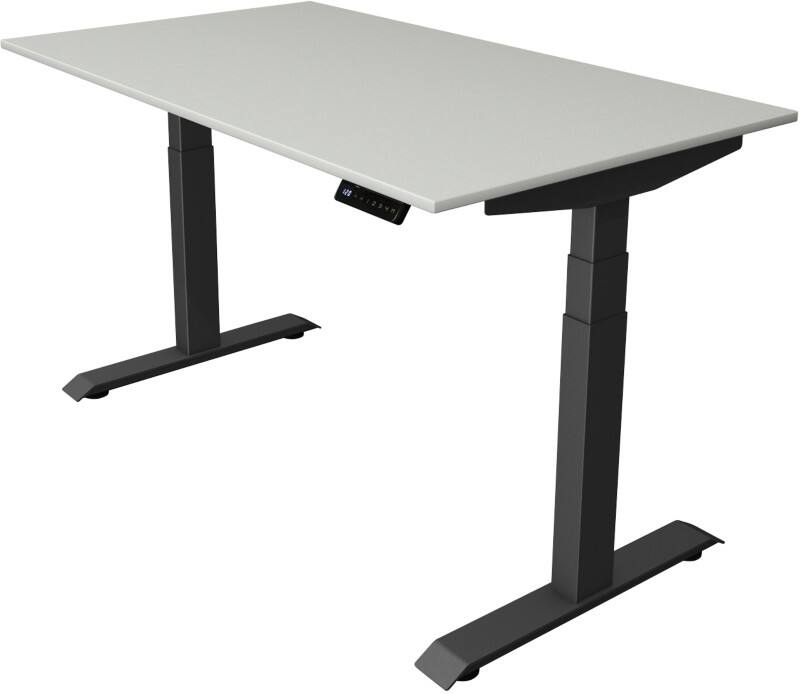 Kerkmann Elektronisch Höhenverstellbar Sitz-Stehschreibtisch Hellgrau T-Fuß 1.400 (B) x 800 (T) x 1.290 (H) mm Metall, Holz