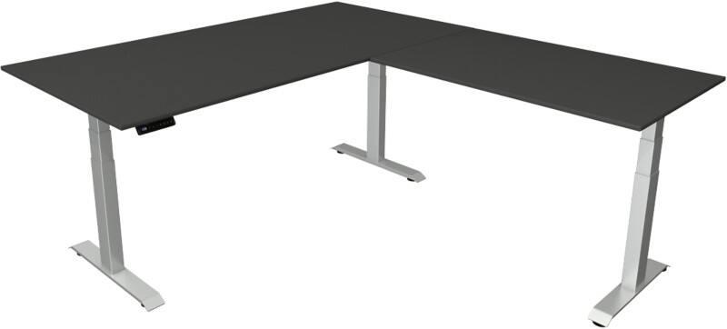 Kerkmann Elektronisch Höhenverstellbar Sitz-Stehschreibtisch Anthrazit T-Fuß 2.000 (B) x 2.200 (T) x 1.290 (H) mm Metall, Holz